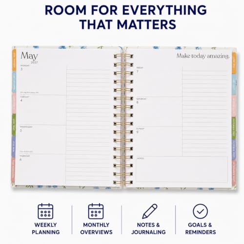 WORLD TRAVELER Academic Planner School Organizer Jul 2026-Dec 2027, 7"x9" - color: Blue Floral