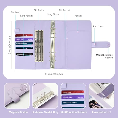 A5 Kpop Photocard Binder, 6 Ring Binder Collector’s Album with 240 Card Slots, PU Leather Cover for Organizing K-Pop, Trading Cards, Game Cards & Memorabilia (Purple) - color: Purple