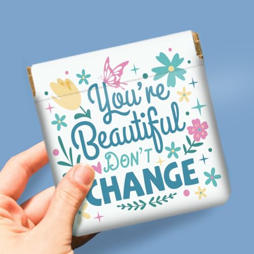 Peacoblue slogans and flowers Coin Purse,PU Leather Squeeze Pouch 4PCS - style: Slogans and Flowers