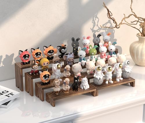 4 Set Wooden Tiered Risers Display Stands for Vendor Events,Stackable Wood Cupcake Display Stand,Farmhouse Decor Wood Dessert Table Display Set,Vendor Booth Display Items,Food Display Risers for Party - color: Dark Brown, size: 4 PACK