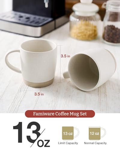 famiware Coffee Mugs Set of 4, Milkyway 13 oz Ceramic Cup Set with Handle - color: Milkyway-Matte White, size: 4 Count (Pack of 1)