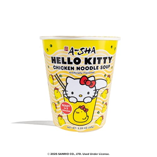 Hello Kitty Vegan-Friendly Instant Ramen Cup | 6 Pack Chicken Noodle Soup