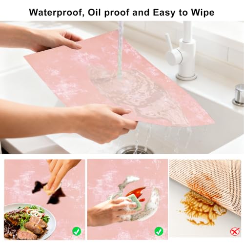 Faux Leather Placemats Set of 6, 11.8"x17.7", Rose Pink - color: Rose Pink, size: Set of 6