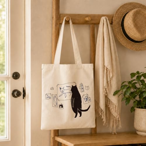 Funny Canvas Tote Bag, Reusable Shoulder Grocery Bag, Holiday Gift Bags for Friends, 13.7x15.7 inch - color: Style 07