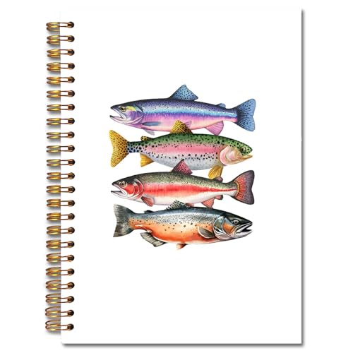 JINYO Colourful Fish Ocean Notebook, Beach Notebooks for Note Taking, Marine Biology Journals, Fishing Gifts for Women Men Spiral Notebook 5.5x8.3 Inch, Coastal Beachy School Office Supplies - color: white Colourful Fish Notebook