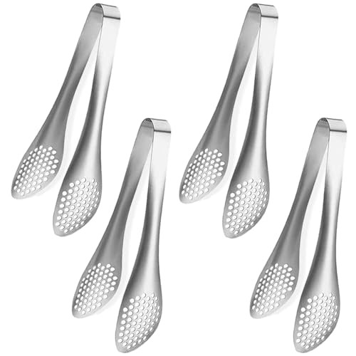 4 PCS Serving Tongs Silver Tongs 9 Inch Serving Utensils Stainless Steel Serving Tongs for Salad Buffet Appetizer Dessert Tong for Food Parties, IAX-4S1-56 - color: Silver, size: 9 Inch