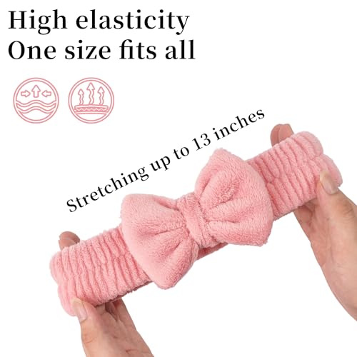 Ayesha Spa Headband and Wristband Set for Washing Face Skincare Makeup - color: Pink set