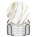 Coasters for Drinks, Set of 6 Cute Absorbent Ceramic Drink Coasters - color: Luxury White Gold Marble 03