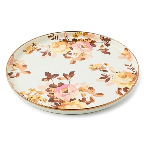 MACKENZIE-CHILDS Enamel Round Tray, Wild Rose White - color: White Wild Rose