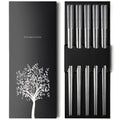 IQCWOOD 5 Pairs 18/10 Stainless Steel Chopsticks, 9.25 Inches - color: Grid Pattern