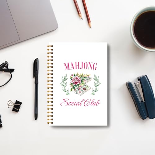 Mahjong Social Club Notebook, Mahjong Gifts for Women Journal, Gifts for Mah Jong Lovers Players Journal, Mah Jong Accessories Hardcover Spiral Notebooks 5.5x8.3 Inch - color: Section 6