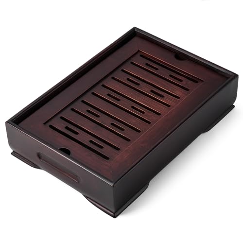 Gongfu Tea Tray, Bamboo Tea Tray,Gongfu Tea Table Tray with Reservoir (M) - size: 11" x 5" x 2"