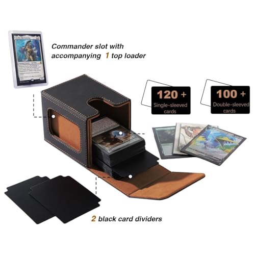 Venssu MTG Deck Box with Commander Display, Fits TCG Cards (Black＆Brown) - color: Black＆Brown