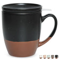Bosmarlin Ceramic Tea Cup with Infuser and Lid, 16 Oz, Steeping Tea Mug with Strainer, Dishwasher and Microwave Safe (Black) - color: Black