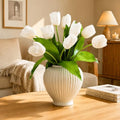 10 Stems 14 Inch Tulips Artificial Flowers Realistic Faux Flowers - color: White