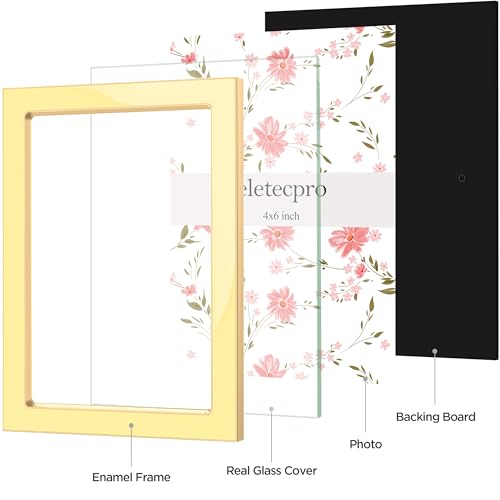 eletecpro 4x6 Enamel Picture Frame with Real Glass Cover, Yellow, 2-Pack - color: Yellow, size: 4x6