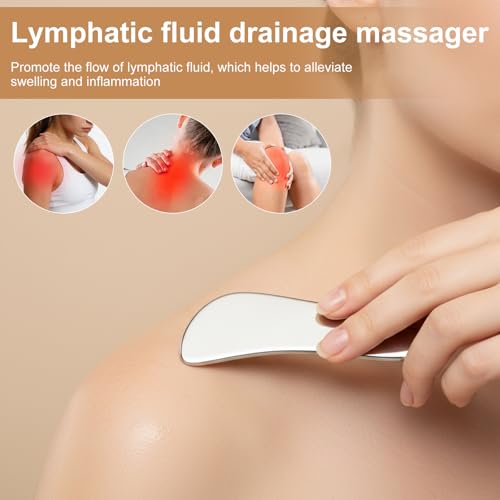 Metal Massage kit, Trigger Point Massage Tool + Gua Sha Muscle Scraper for Deep Tissue Massager, Lymphatic Drainage Massager Fascia Release Tools for Neck, Shoulder, Back, Face(Silver)