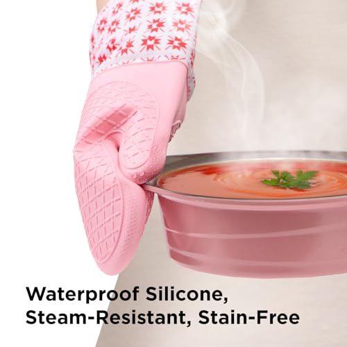 Kitchen Mama UltraShield Silicone Oven Mitts, Gem-Red - color: Gem-red