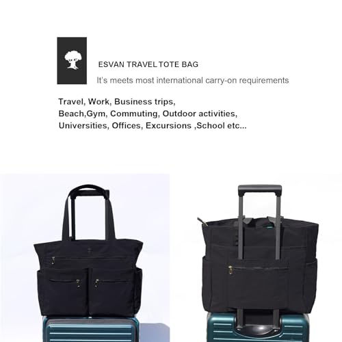 Weekender Bag Carry On Bag Overnight Tote Travel Duffle with 13 Pockets for Travel,Work，Gym,Beach,Teacher,Nurse - color: BLACK