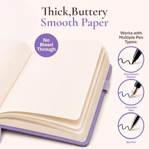 Lined Journal Notebook Hardcover Leather Bound 200 Pages A5 Purple Diary - color: Purple, size: A5 200 Pages