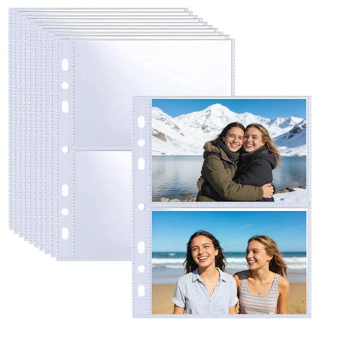 30 Pack 3.5x5 Card Sleeves Binder Sheets, 6/3 Ring A5 Binder Inserts, Ultra-Clear Double Sided 2 Pocket, Top Loading, for Trading Card, Photocard and Index Card - size: 3.5" x 5"（2 Pocket）