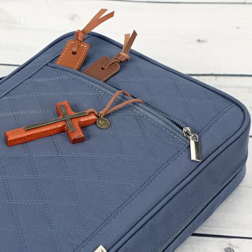 FINDCOZY Bible Cover for Women, Large Carrying Case for Regular Bible - color: Blue-Grey, size: Large