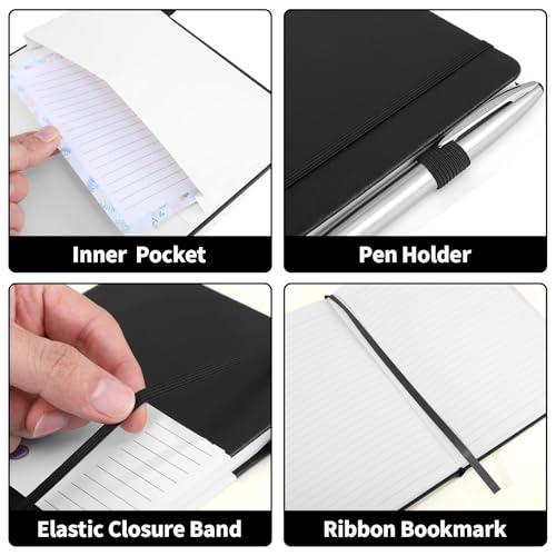Thboxes 80 Sheets Lined Journal Notebook, Hardcover Notepad for Work, Black - color: Black