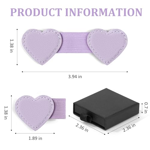 2Pcs Magnetic Leather Bookmarks with Pen Holder Gift Box, Heart-Shaped Magnetic Book Marks for Book Lover Readers Cute Leather Bookmark for Women Girls (Purple) - color: Purple