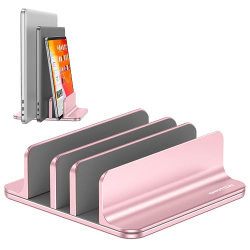 OMOTON 3-Slot Multiple Vertical Laptop Stand, Fits MacBook, Rosegold - color: Three solt，RoseGold