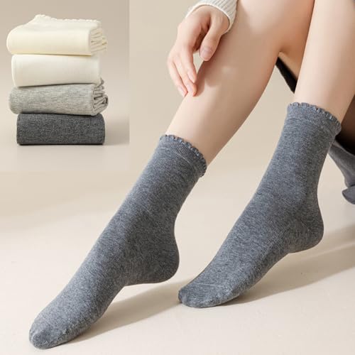 Women's Ruffle Socks Lace Cotton Casual Crew Ultra Thin Lettuce Frilly Ankle Socks Pack of 6 - color: Multicolor-001