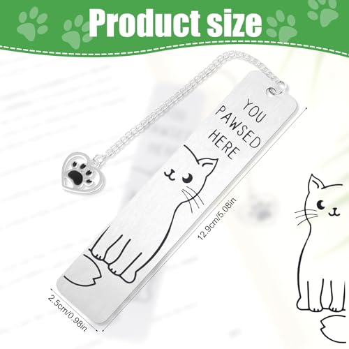 Cat Pendant Bookmark, Cute Cat Gifts Funny Silver Animal Metal Book Marks - style: Silver Cat