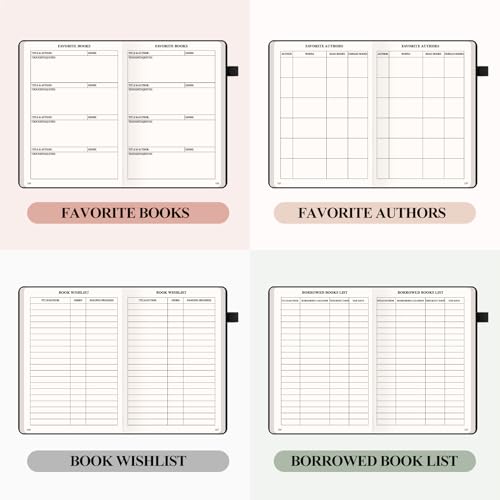 AKONEGE Reading Journal for Book Tracking - PU Leather Book Journal Reading Log with 80 Reviews for Readers, Accessories with Sticky Tabs, Pen Holder, Ribbon Bookmarks, 5.6" x 8.3", Black - color: Black