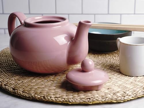 RSVP International Stoneware Teapot Collection, Microwave and Dishwasher Safe, 16 oz, Pink - color: Pink, size: 16 oz