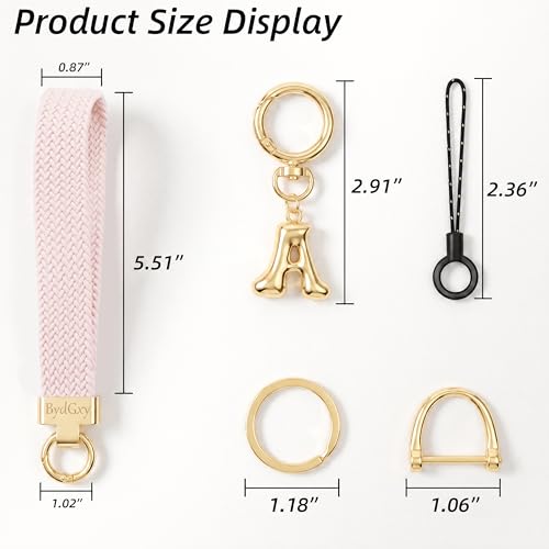 Stretchy Wristlet Initial Keychain, Key Chains Women Cute with Keyring, Llaveros para Mujer, Car Key Accessories - color: Light Pink, style: E