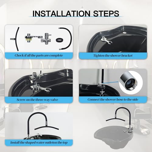 Head Spa Attachment for Shampoo Bowl – Hands Free Waterfall Water Circulation Equipment, Relaxing Scalp Massage Rinse for Salon & Home(Black) - size: U