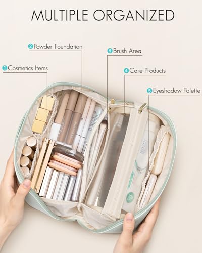 VLANDO Makeup Bag,Women Travel Toiletry Case,Carry Handle,Mint Green - color: 07-Mint Green