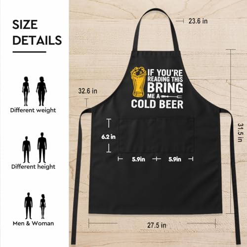 Funny Black Grill Apron with Pockets for Man,Dad,Husband,Father in Law,Chef Daddy Grilling Apron BBQ Cooking Gifts - color: Bring Me Beer