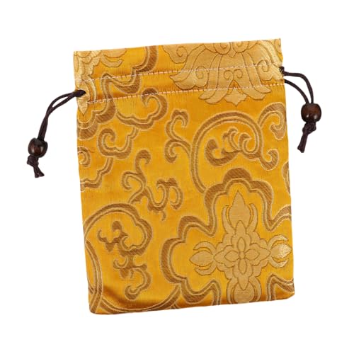Kisangel Golden Silk Brocade Fortune Bag with Drawstring Closure - color: Golden