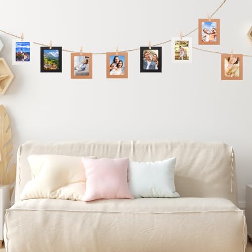 30Pcs 3x4Inch 3colors Paper Photo Frames with String & Clips - color: 3 colors, size: 3x4inch