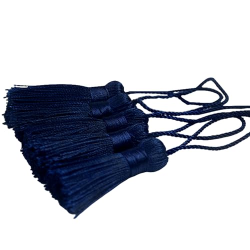 20Pcs 4.3 Inch Silky Mini Craft Tassels for Earrings, Souvenir(Dark Blue) - color: Deep Blue