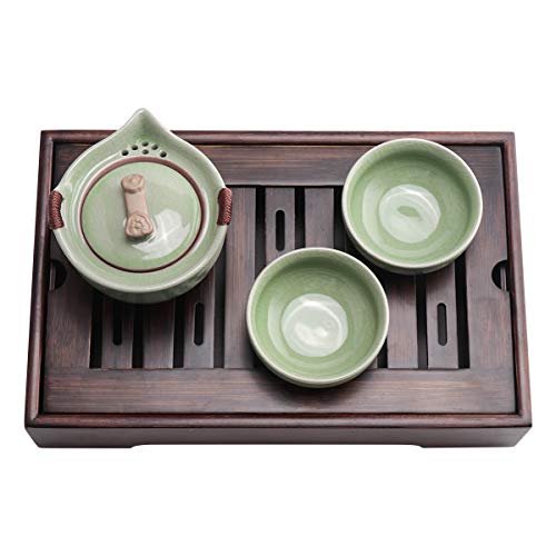 Gongfu Tea Tray, Bamboo Tea Tray,Gongfu Tea Table Tray with Reservoir (M) - size: 11" x 5" x 2"