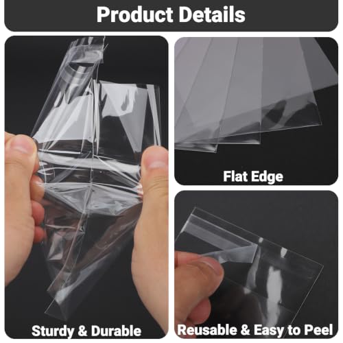 25 Pack Archival Photo Sleeves 3.9x6.5" - Acid Free Crystal Clear Plastic Bags Self Adhesive, Clear Paper Sleeves Protector, Plastic Covers for Paper Photo Prints Cardstock - size: 3.9x6.5"