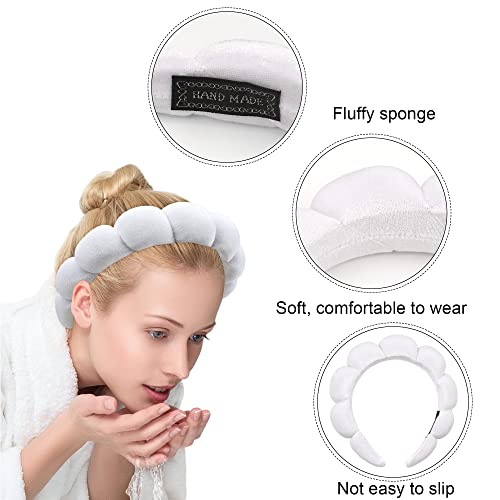 Ayesha Spa Headband for Washing Face Makeup Skincare Soft Sponge Hair band - color: White