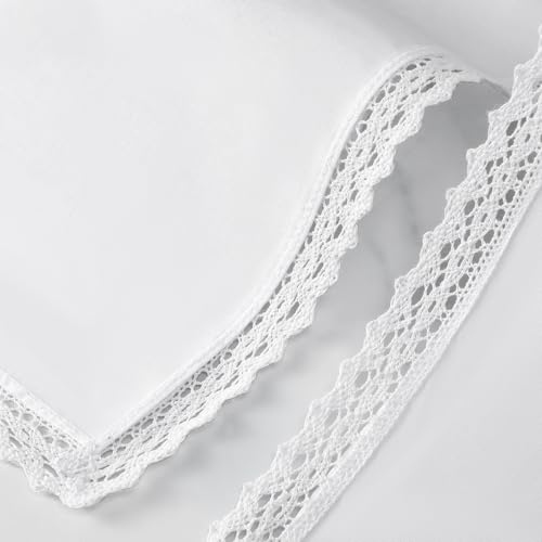 HOULIFE Handkerchiefs for Women, Pure White Handkerchief with Lace Edge