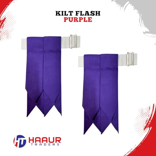 Men's Men's Tartans Kilt Flashes with Heavy Buckle Elastic Adjusters Fit - color: Purple