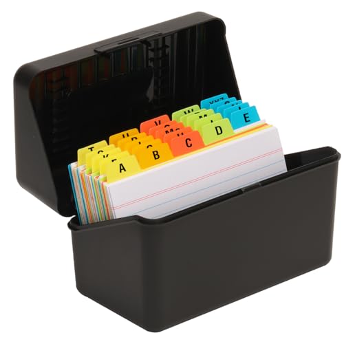 H4D 3x5 Index Card Holder with 100 Index Cards and 25 Dividers, Black - color: Black, size: 3"x5"