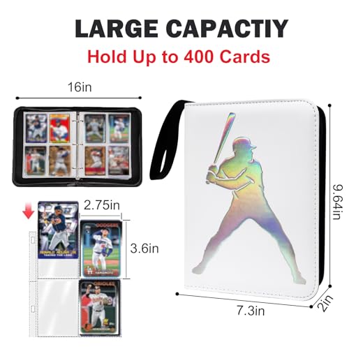 400 Pockets Baseball Card Binder, Laser Silver Hot Stamping Cover,W633 - color: Dazzling Baseball-400