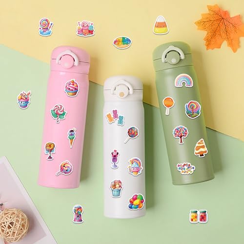 50Pcs Candy Ice Cream Stickers, Funny Design Candy Ice Cream Stickers Cute Dessert Sticker Vinyl Waterproof Sticker for Adults Water Bottle Laptop Decor Party Favors Birthday Gifts - color: Candy