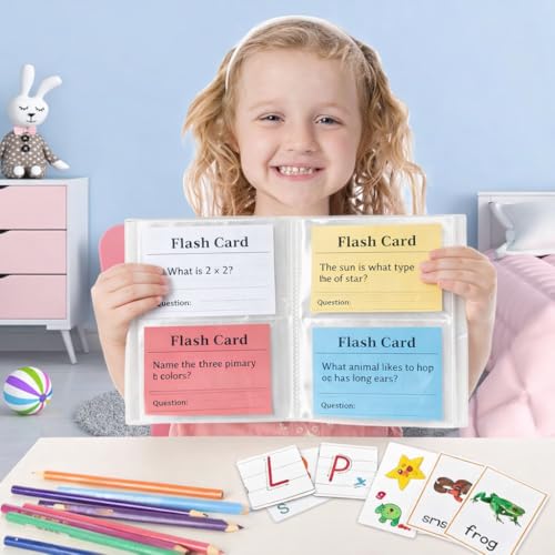 SHANGRLA 4x6 Index Card Holder Binder With Clear Sleeves, 200 Card Capacity - size: 4" x 6"