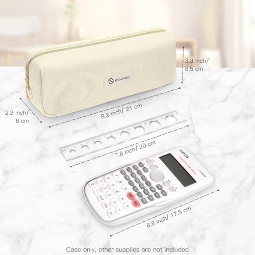 FINPAC Pencil Case, Corduroy Aesthetic Makeup Bag - color: Beige